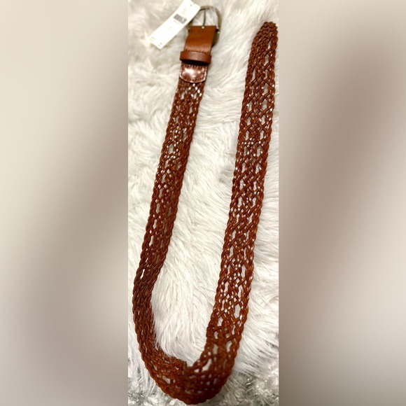 RARE ANTHROPOLOGIE NWT Braided Leather Belt- Brown—S main image 6